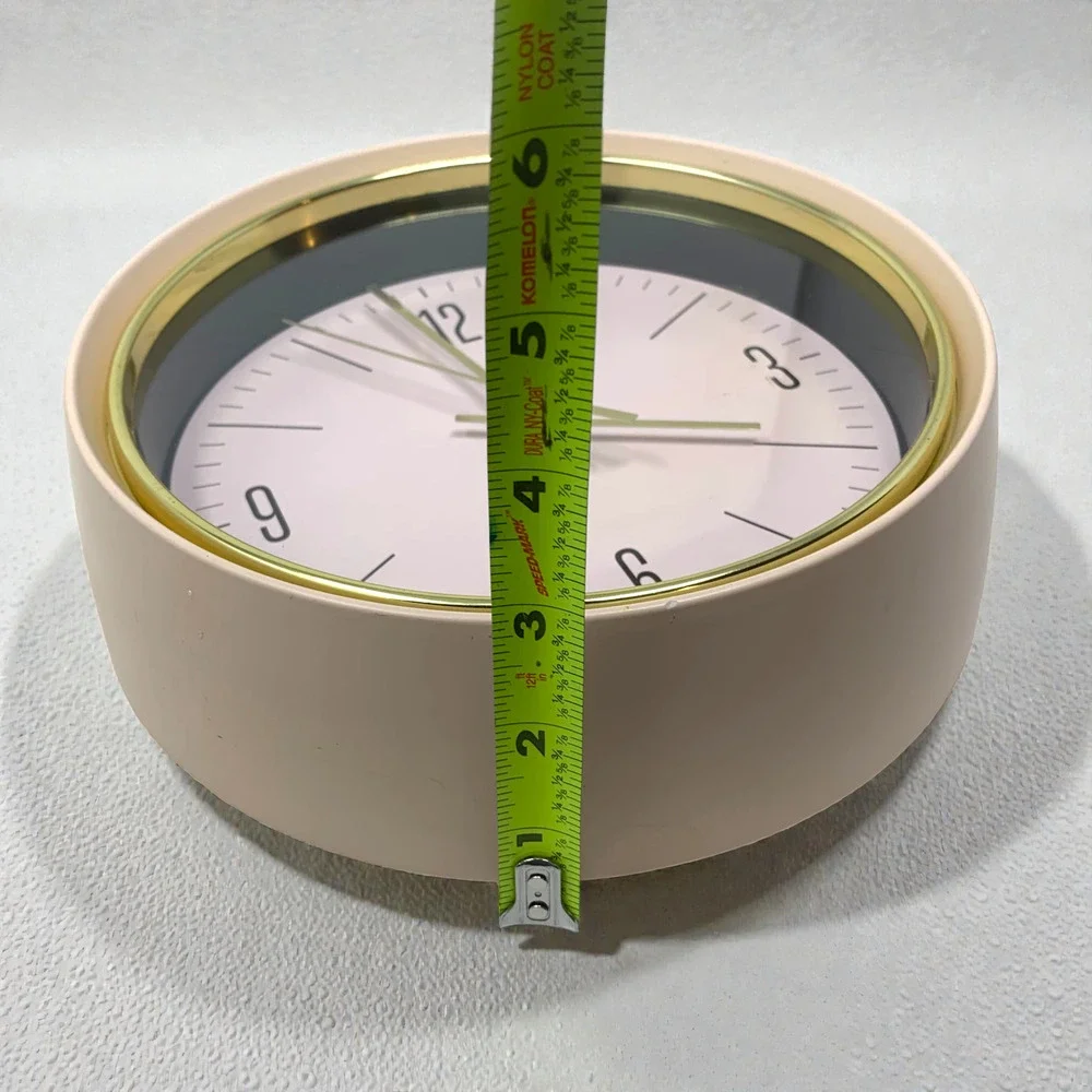 Vintage 1990's Sangtai Modernist Dusty Pink Gold Trim Wall Clock Minimalist 5168
